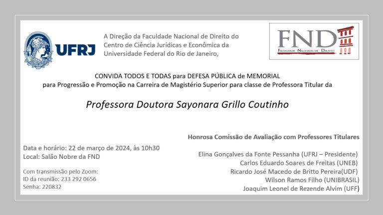 [ALTERAÇÃO DE DATA] Convite – Evento de Titulação da Professora Sayonara Grillo Coutinho
