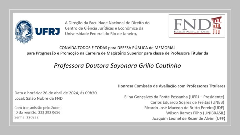 Convite – Evento de Titulação da Professora Sayonara Grillo Coutinho – 26/04/2024